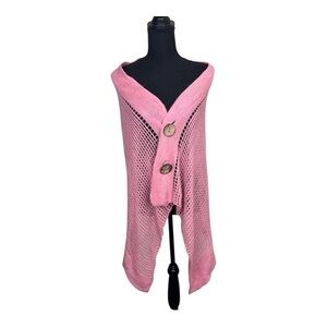 Knitted Shawl Pink Open Knit Size OS